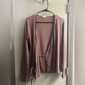 Aritzia Long Sleeve Wrap Top in Mauve